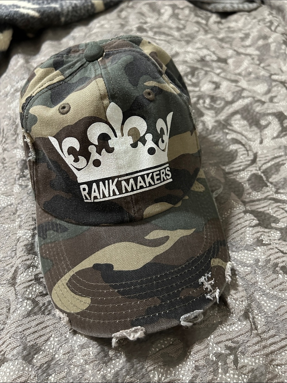 Rank Makers Camo Crown Baseball Cap - Distressed Green Camo